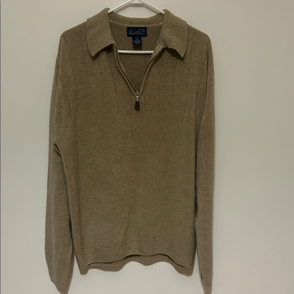 Men's Tan Zip-Up Sweater